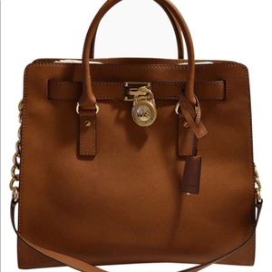 Michael Kors Hamilton Luggage Brown Leather Tote